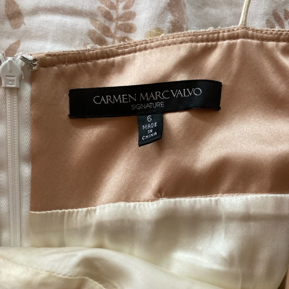 Carmen Marc Valvo Cream Satin Gown Size 6 - Picture 5 of 7